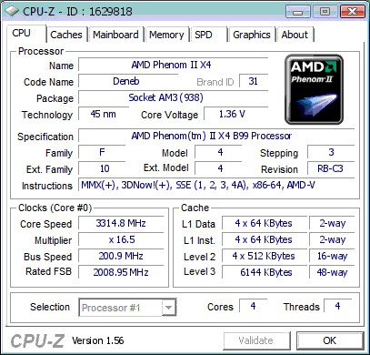 AMD Phenom II X4 B99 AMD Phenom II X4 B99